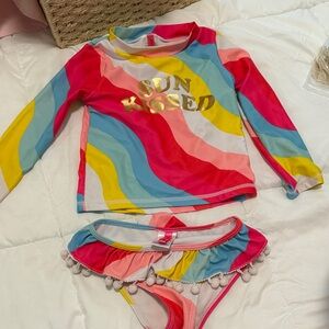 Betsey Johnson Multicolor Kids Swim Rashguard Set